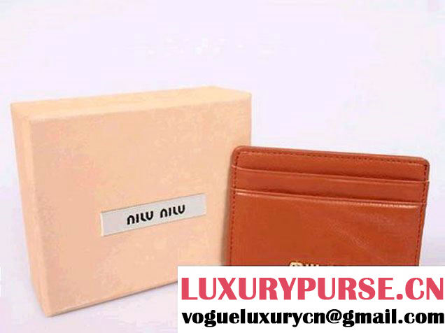 miu miu Calf leather Credit Card Holder 8011 Camel