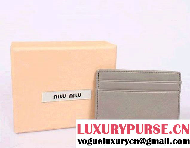 miu miu Calf leather Credit Card Holder 8011 Grey