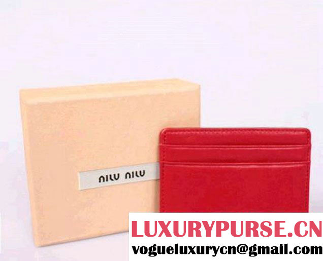 miu miu Calf leather Credit Card Holder 8011 Red