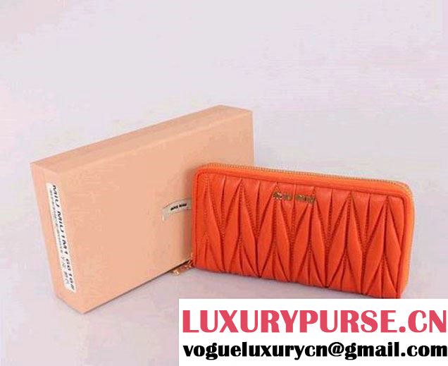 miu miu Matelasse Shiny Calf Leather Wallet 6616 Orange