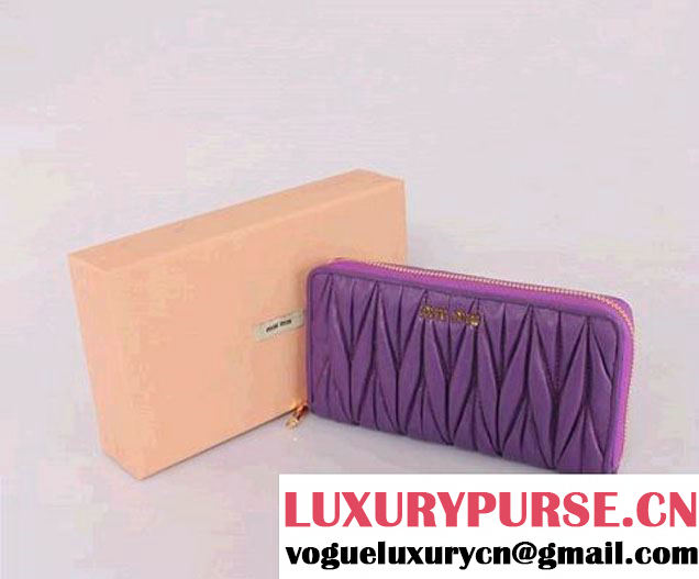 miu miu Matelasse Shiny Calf Leather Wallet 6616 Purple