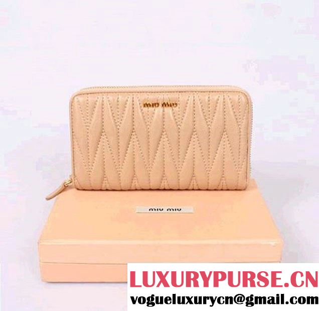 miu miu Matelasse Shiny Calf Leather Wallet 5M0506 Apricot