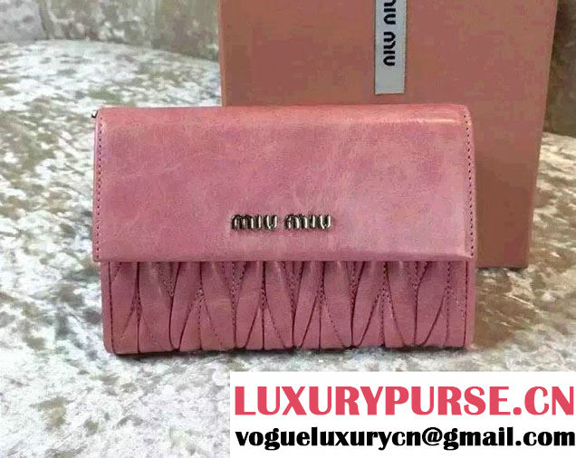 Miu Miu Matelassé Leather Rectangular Wallet 5M1225 Pink 2015