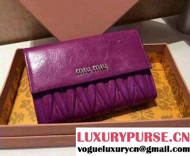 Miu Miu Matelassé Leather Rectangular Wallet 5M1225 Purple 2015