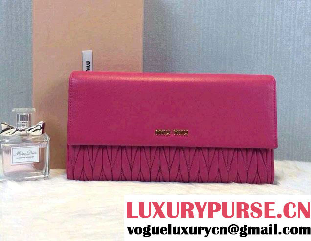 Miu Miu Matelassé Nappa Leather Rectangular Wallet 5M1403 Fuchsia 2015