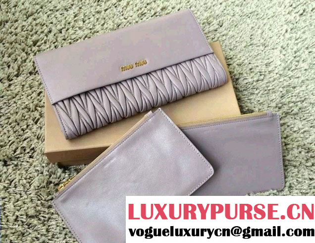 Miu Miu Matelassé Nappa Leather Rectangular Wallet 5M1403 Pale Lilac 2015