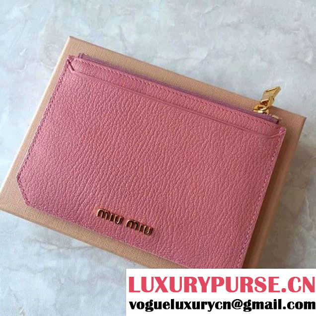 MiuMiu Goat Leather Card Holder Wallet 5MC008 Pink Holiday 2016 (JD-6120918 )