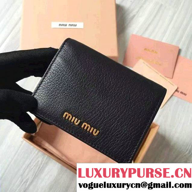 Miu Miu Madras Goat Leather Wallet 5MV204 Black 2017 (JD-7022201 )