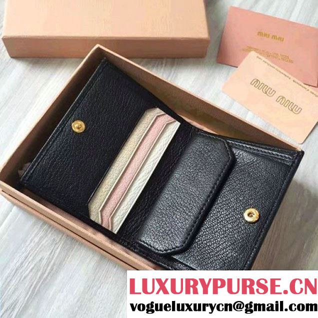 Miu Miu Madras Goat Leather Wallet 5MV204 Black 2017 (JD-7022203 )