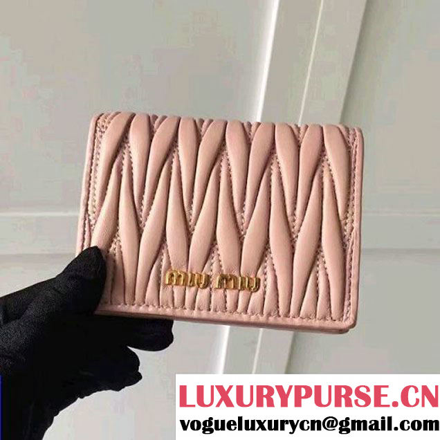 Miu Miu Matelassé Leather Wallet 5MV204 Pink 2017 (JD-7022204 )