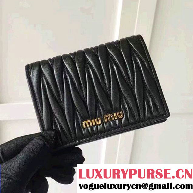 Miu Miu Matelassé Leather Wallet 5MV204 Black 2017 (JD-7022205 )