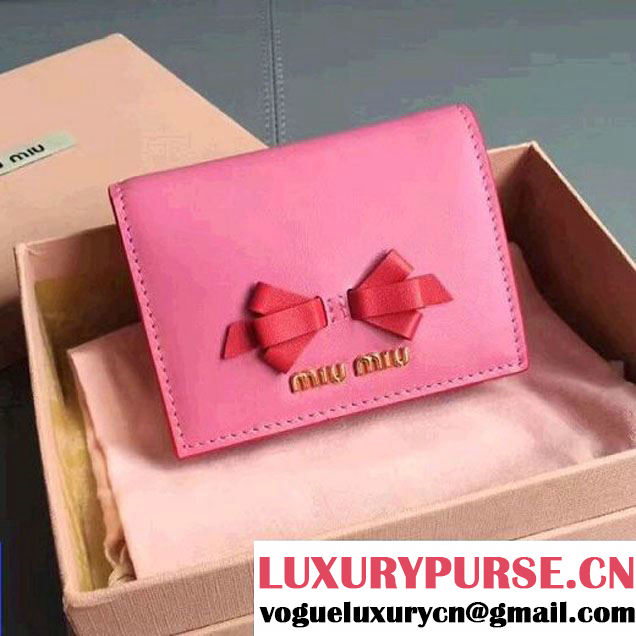 Miu Miu Madras Goat Leather Wallet With Bow 5MV204 Pink 2017 (JD-7060810 )