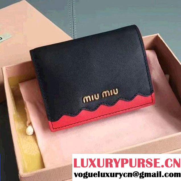 Miu Miu Madras Goat Leather Wallet With Bow 5MV204 Black 2017 (JD-7060813 )