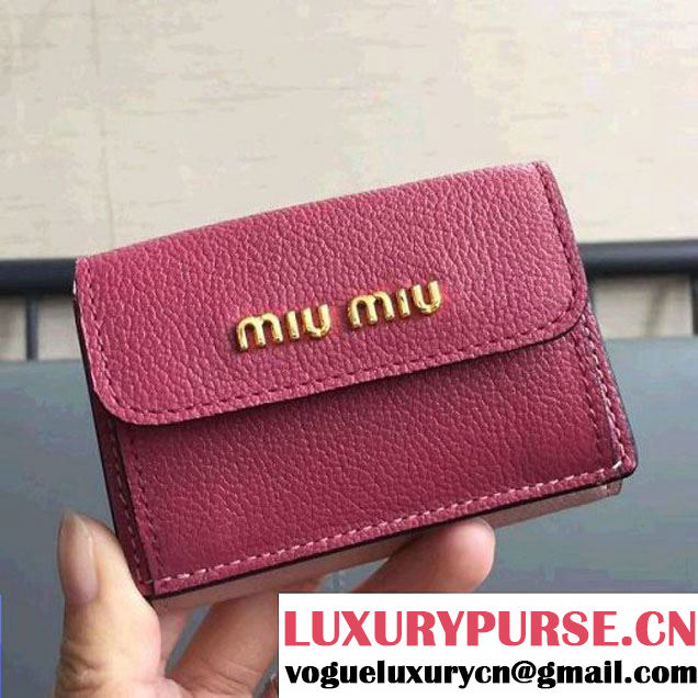 Miu Miu Goatskin Floded Envelope Wallet 5MH020 Fuchsia/Pink 2017 (JD-7112029 )