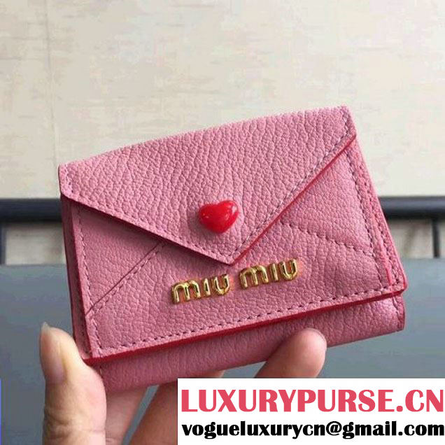 Miu Miu Goatskin Floded Envelope Wallet 5MH020 Pink 2017 (JD-7112028 )