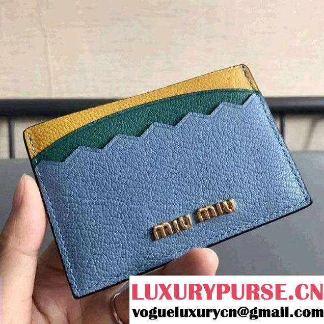 Miu Miu Multicolor Goatskin Card Holder 5MC208 Blue 2017 (JD-7112019 )