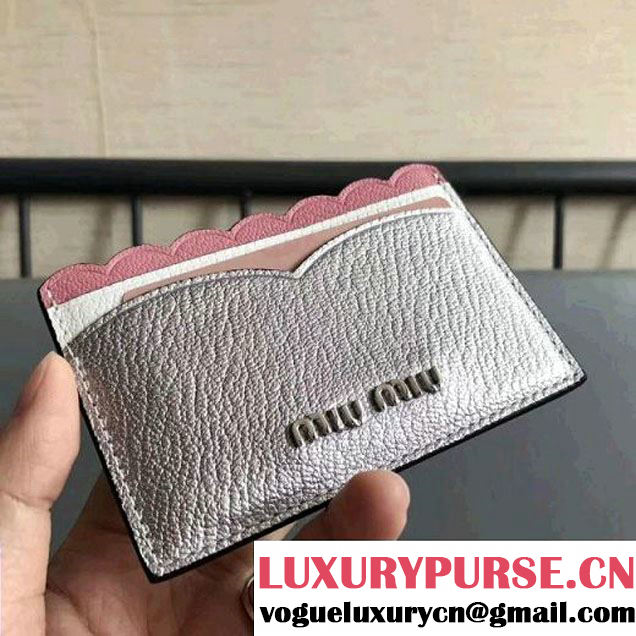 Miu Miu Multicolor Goatskin Card Holder 5MC208 Silver 2017 (JD-7112018 )