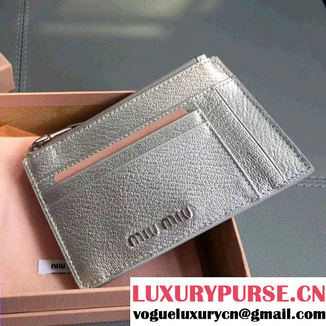 Miu Miu Goatskin Card Holder Wallet 5MC446 Silver 2017 (JD-7112016 )