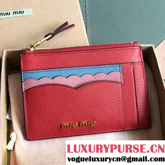 Miu Miu Multicolor Goatskin Card Holder Wallet 5MC446 Red 2017 (JD-7112013 )