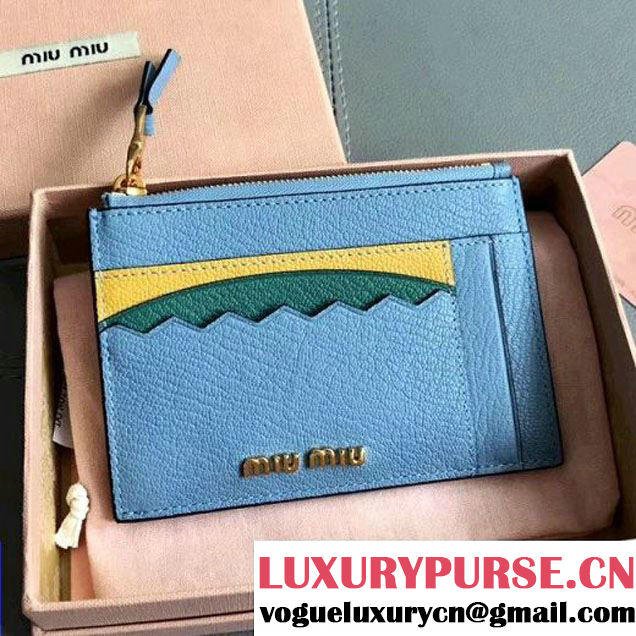 Miu Miu Multicolor Goatskin Card Holder Wallet 5MC446 Blue 2017 (JD-7112012 )