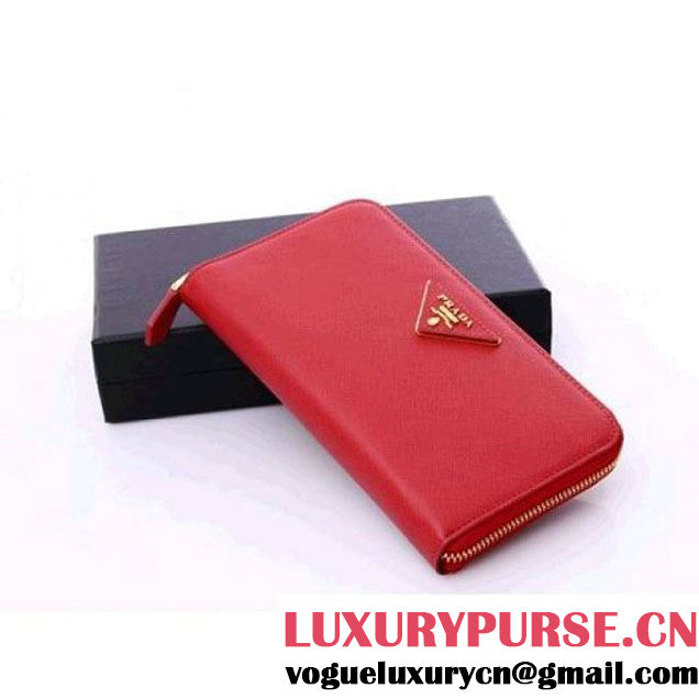 Prada Saffiano Zip-Around Continental Wallet, red (2214r ) (2214r )