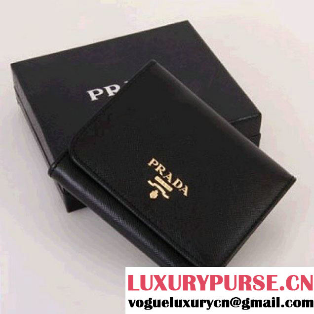 PRADA WALLET IN SAFFIANO LEATHER BLACK 1M0176 (SKU: #382078 ) (SKU: #382078 )