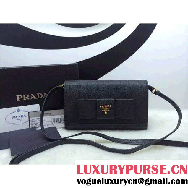 Prada BT1009 Saffiano Leather Shoulder Bag Black (1a069-050608 )