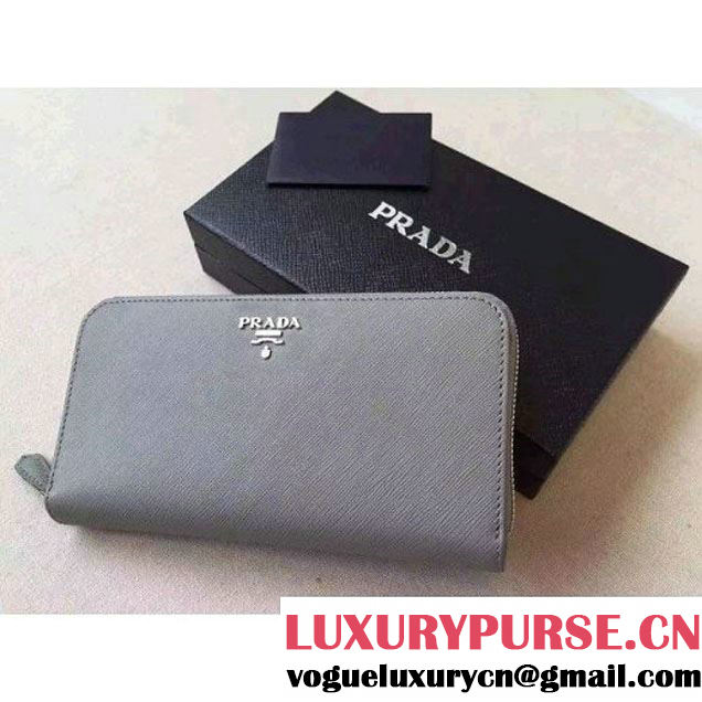 Prada 1ML506 Saffiano Metallic Silver Leather Wallet Marble (2A016-100714 )