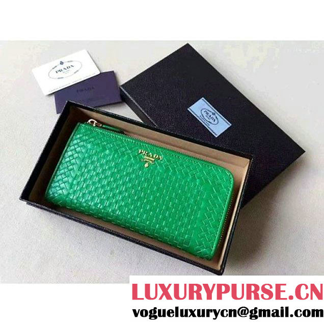 Prada 1ML183 Madras Goat Leather Wallet Green (2A016-102716 )