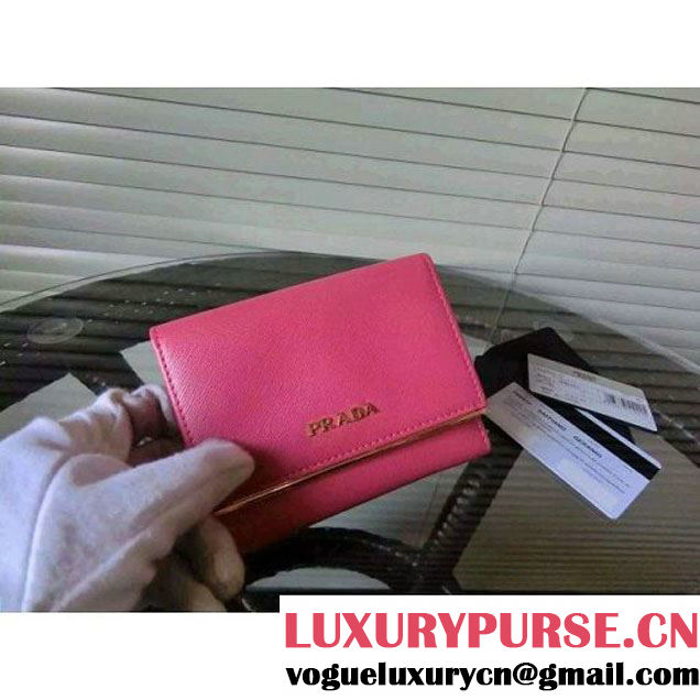 PRADA 1MH523 Saffiano Leather Flap Wallet Rosy (JC-103107 )