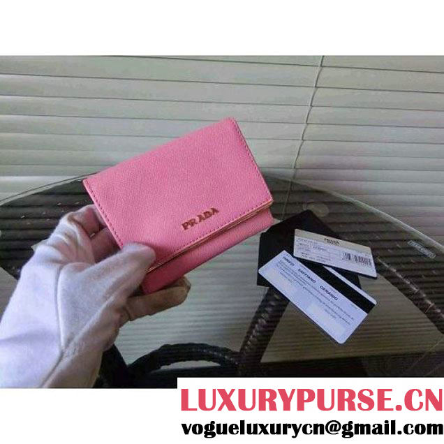 PRADA 1MH523 Saffiano Leather Flap Wallet Pink (JC-103108 )