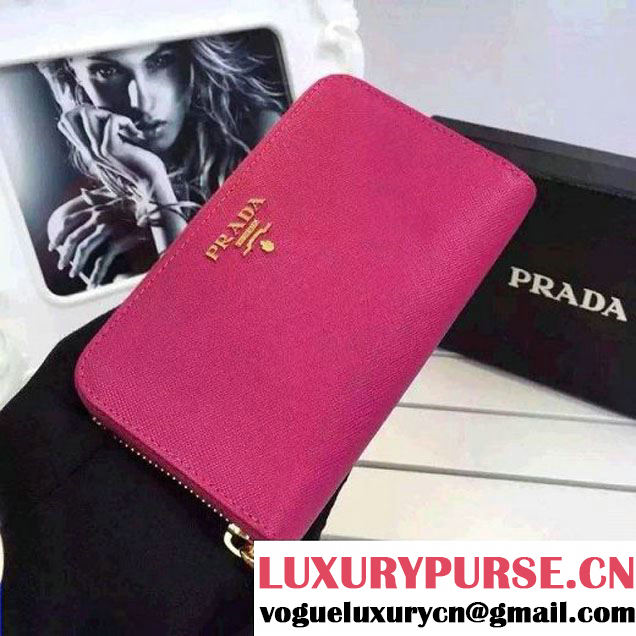 Prada 1ML157 Saffiano Leather Zip Wallet Rosy (2A137-103110 )