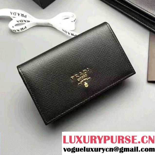 Prada Credit Saffiano Leather Card Holder 1MC122 Black (1A069-7050413 )