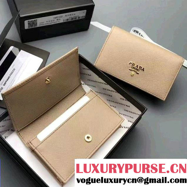 Prada Credit Saffiano Leather Card Holder 1MC122 Beige (1A069-7050414 )