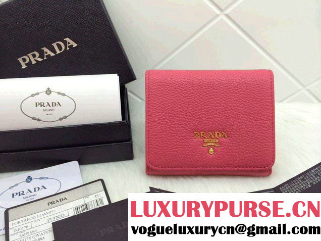 Prada Clemence Leather Wallet 1M0176 Fushia