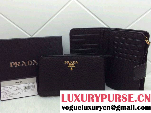 Prada Clemence Leather Wallet 1M1225 Black