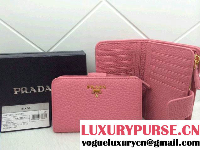 Prada Clemence Leather Wallet 1M1225 Pink