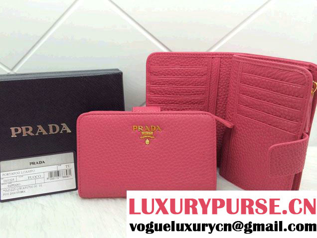 Prada Clemence Leather Wallet 1M1225 Fushia