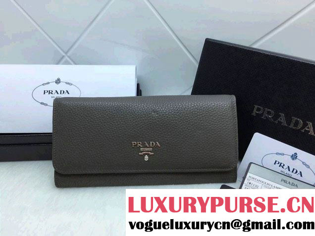 Prada Clemence Leather Wallet 1M1132 Dark Gray