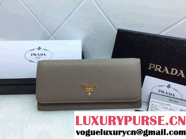 Prada Clemence Leather Wallet 1M1132 Gray