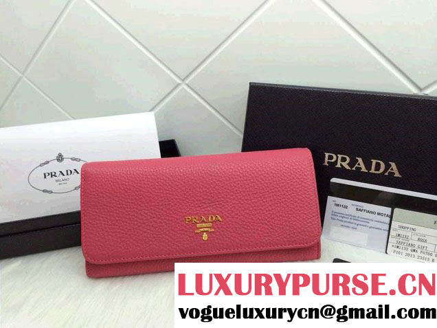 Prada Clemence Leather Wallet 1M1132 Fushia