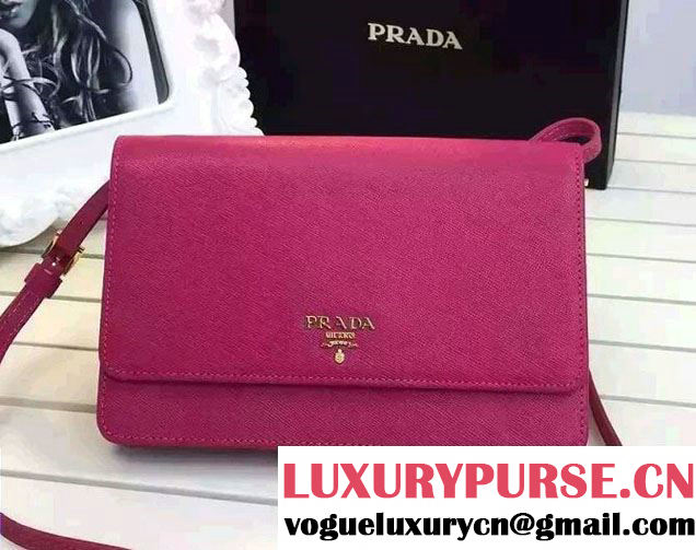 Prada Saffiano Leather Wallet with Shoulder Strap 1M1361 Rose