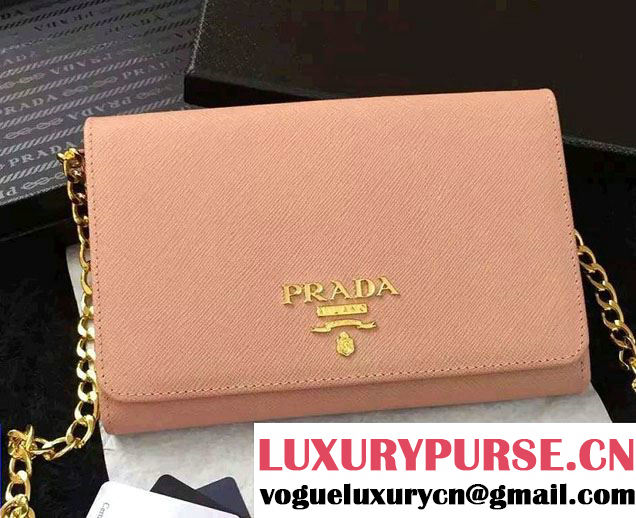 Prada Saffiano Leather Flap Chain Shoulder Wallet 1BP005