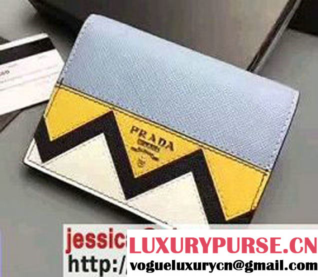 Prada Saffiano Leather Wallet With Multicolord Greek Key Motif 2017