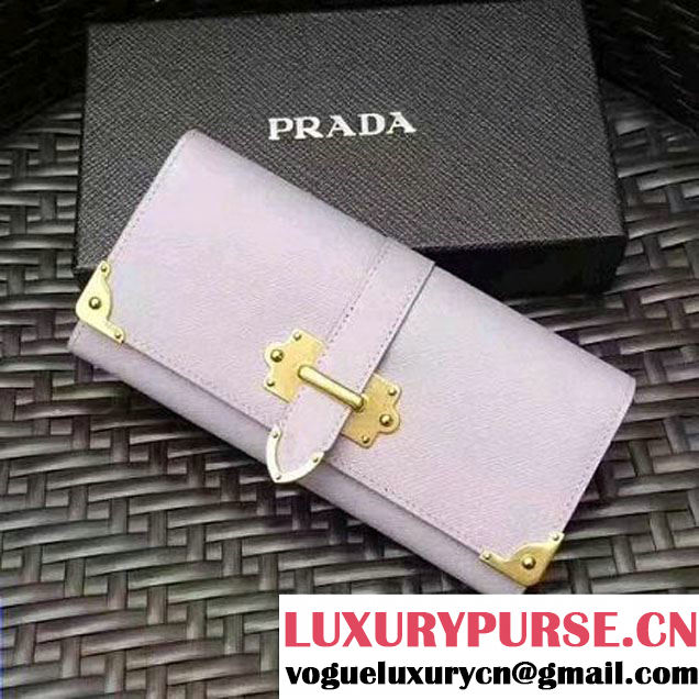 Prada Saffiano Leather Flap Wallet with Metal Details 1MH132 Lavender 2017 (GYF-7082604 )