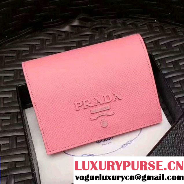 Prada Saffiano Leather Wallet 1MV204 Pink 2017 (GYF-7120901 )