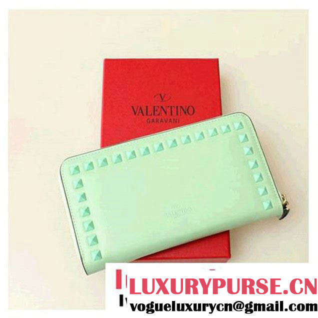 Valentino Garavani Continental Zipped Wallet EWP00079 Light Blue - $119.00