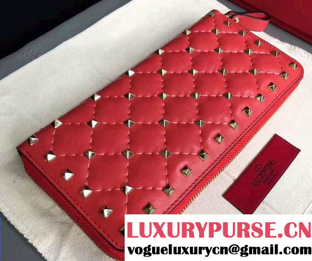 Valentino Rhombus Rockstud Spike Zip Continental Wallet 2017