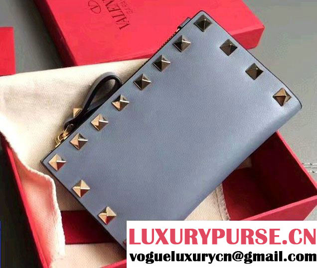 Valentino Calfskin Rockstud Coin Purse And Card Case