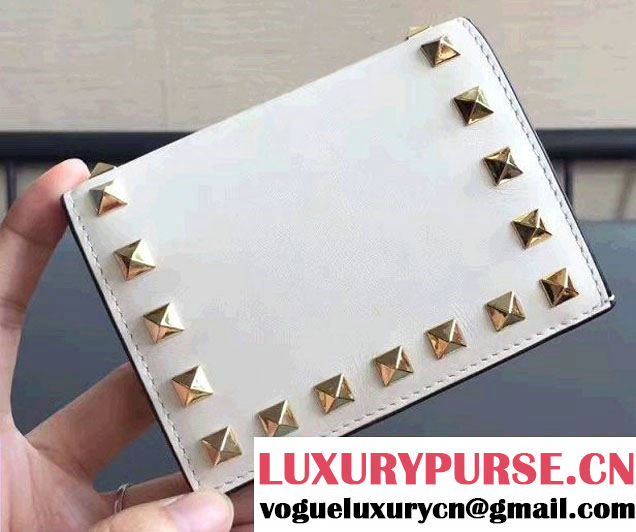 Valentino Calfskin Rockstud Flap French Compact Wallet